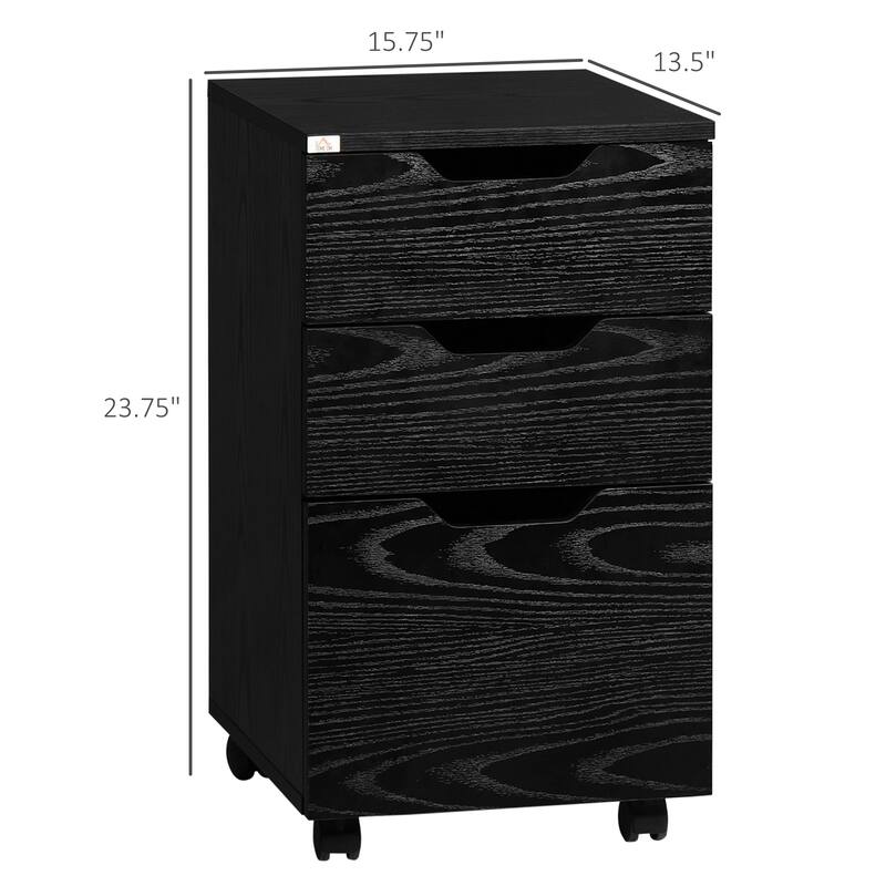 3-Drawer Office Storage Cabinet with Wheels