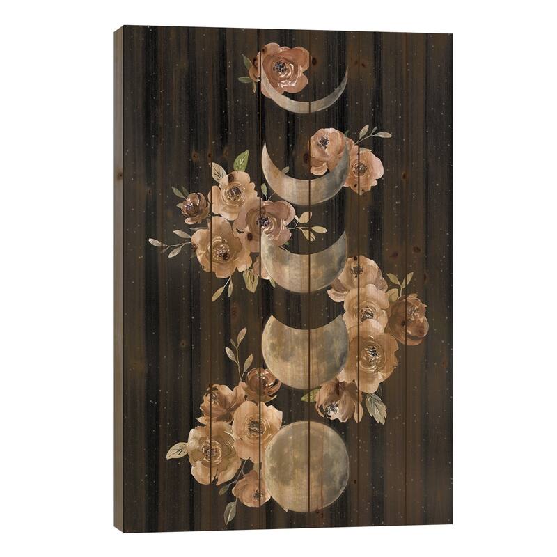 Bohemian Lunar Phases Print On Wood by Daniela Santiago - Multi-Color - 40x26x1.5