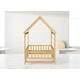 preview thumbnail 35 of 36, Twin / Full Size Wooden House Bed with Fence and Roof bed Frame, Montessori Style Floor Bed for Kids
