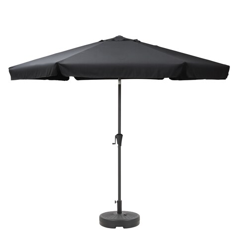 CorLiving 10" Round Tilting Black Patio Umbrella with Round Base