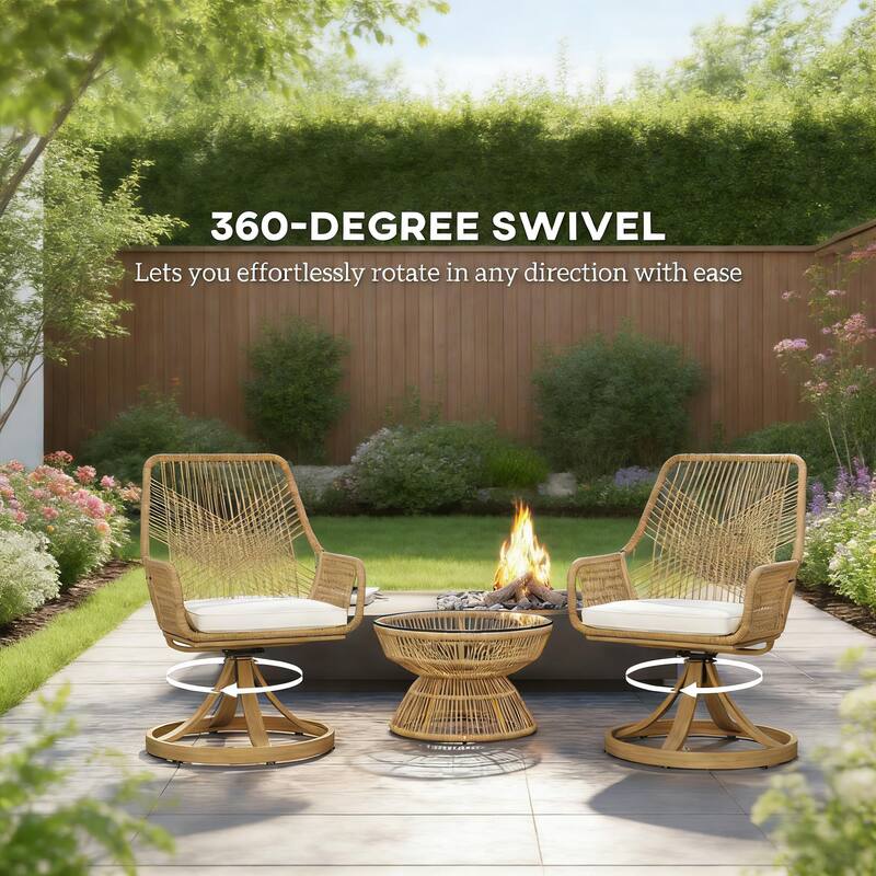 GDFStudio - Oliver Outdoor Swivel Chairs Set of 2 Designed for Flexible Seating - Swivel Chair