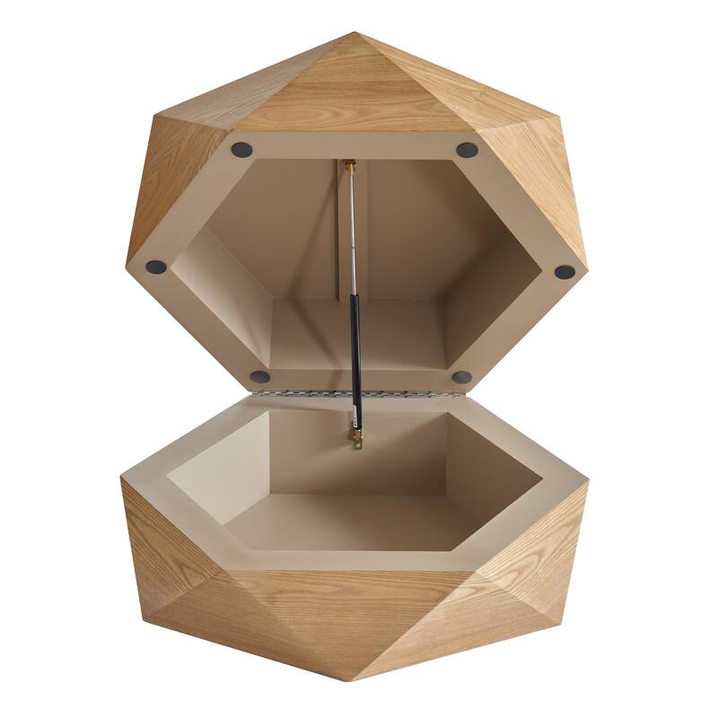 GDFStudio Corvyn Polygon Flip-Top Coffee Table with Hidden Storage and Solid Wood Veneer