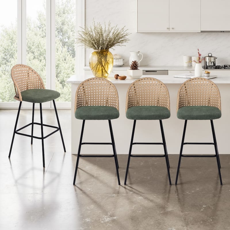 29.52"H Upholstered Bar Stools/ Counter Stools with Metal Leg Set of 4 - Set of 4 - Green