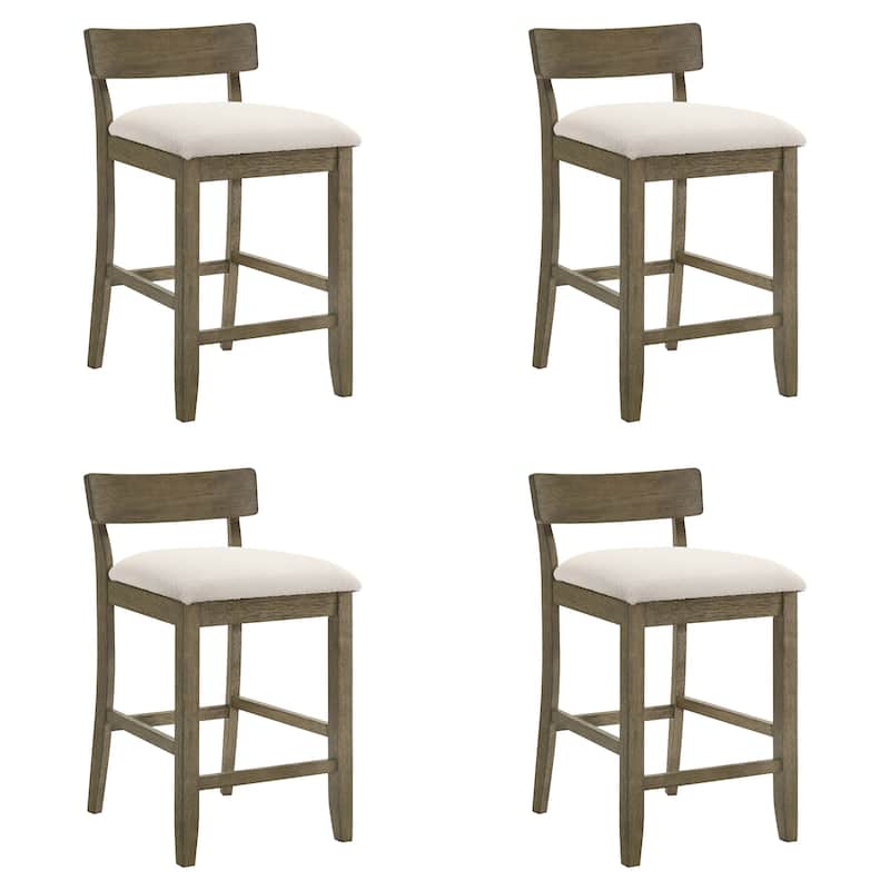Merie Modern Transitional Wood Counter Height Kitchen Bar Stool with White Boucle Fabric Upholstered Seat - Set of 4 - White/Putty Brown - Counter Height