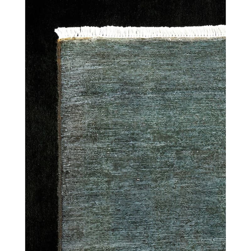 Overton Hand Knotted Wool Vintage Inspired Modern Contemporary Overdyed Black Area Rug - 10' 4" x 13' 9"