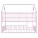 preview thumbnail 26 of 40, House-Shaped Design Metal Full Size Bed Frame with Fence and Shelves