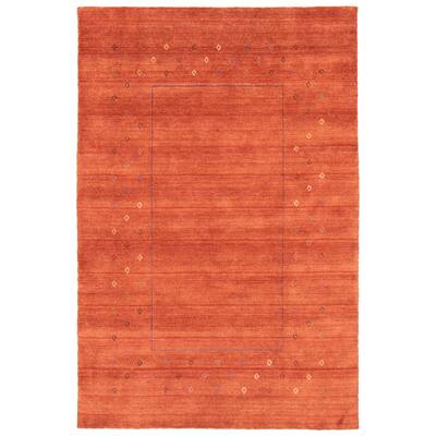 ECARPETGALLERY Hand Loomed Kashkuli Gabbeh Dark Copper Wool Rug - 5'2 x 7'11