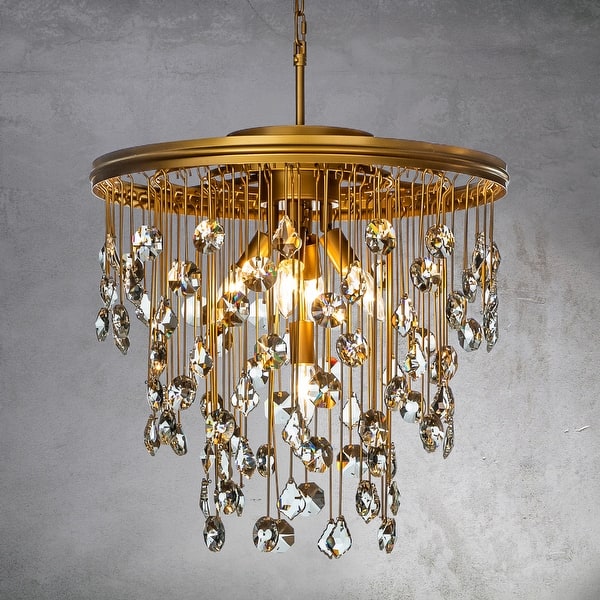 slide 2 of 4, CraftHome 5-Light 20" Modern Antique Gold DIY Crystal Chandelier - 19.7in