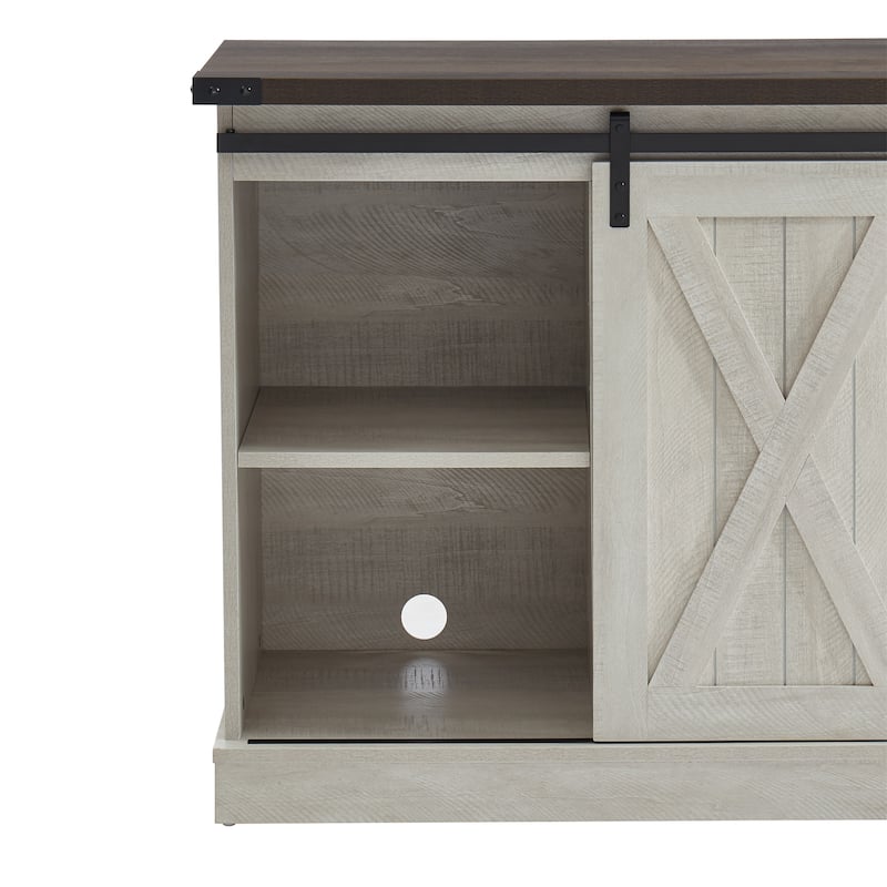 54" Farmhouse Sliding Barn Door TV Stand for TV up to 60 Inch Flat Screen