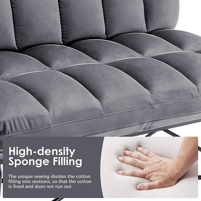 Mcombo Loveseat Sofa Couch, Mid-Century Velvet Armless Settee, 2-Seater Upholstered Bench for Living Room Bedroom 4018