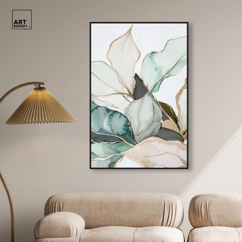 Pastel Leaves with Gold III Canvas by Art Remedy
