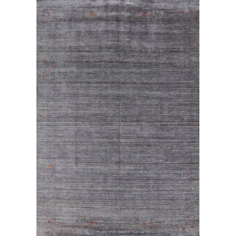 Hand Knotted Oriental 100% Wool Carpet Tribal Animal Pictorial Greys & Charcoal Gabbeh Area Rug - 12' 3'' X 9' 3''