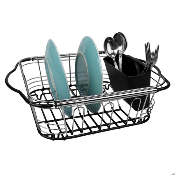 Expandable Over the Sink Wire Dish Rack with Handles, Chrome. Opens flyout.