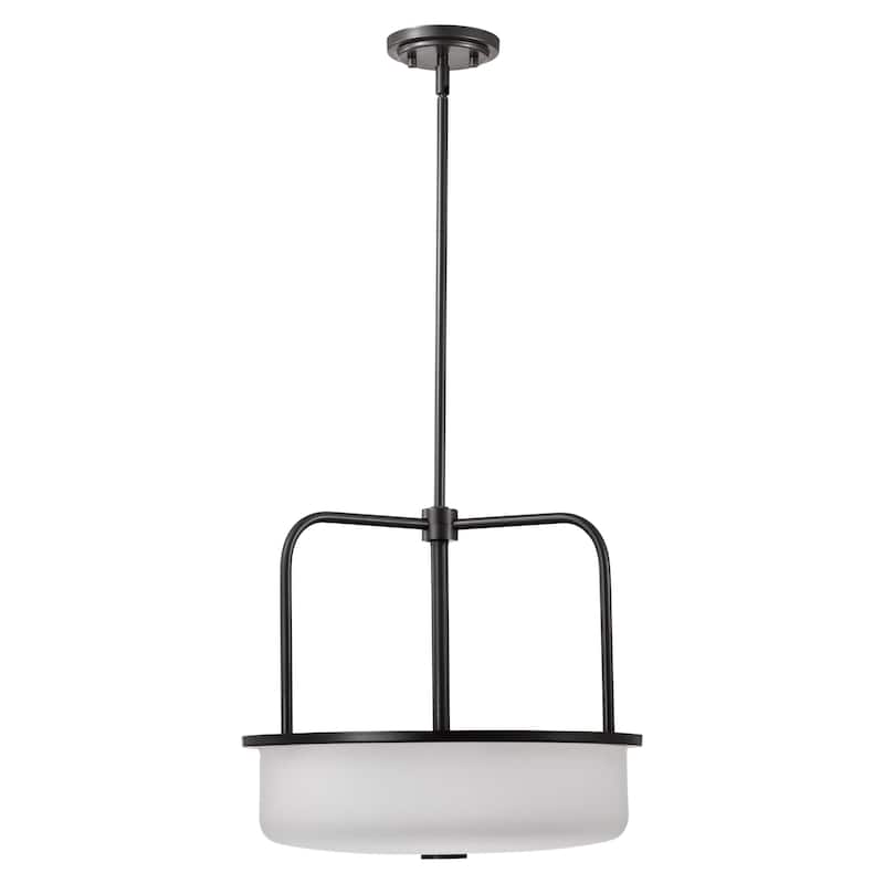 Warren 17 Inch Pendant Gun Metal with Satin White Glass - Gun Metal