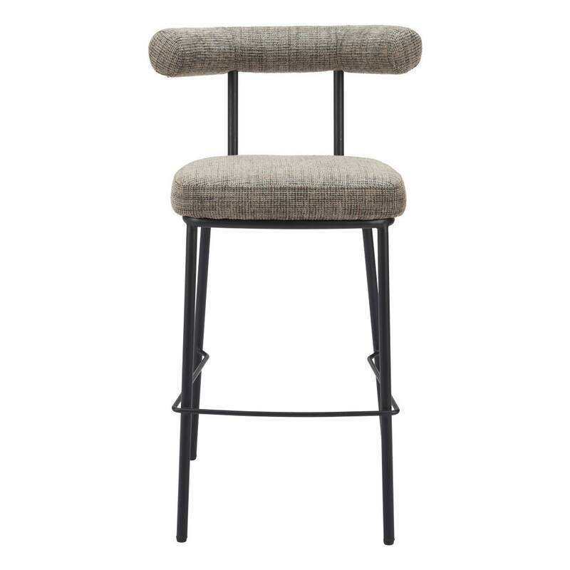 HomeRoots 30" Green and Black Chenille and Steel Low Back Bar Height Bar Chair