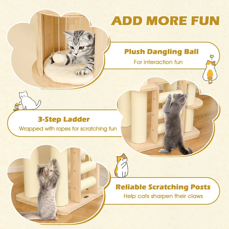 71 Inch Tall Wooden Cat Tree Tower with Cozy Perch Condo Space Capsule - 24" x 20" x 71"