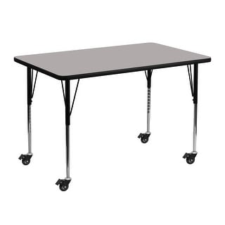 Mobile 30"W x 48"L Rectangular HP Laminate Adjustable Leg Activity Table