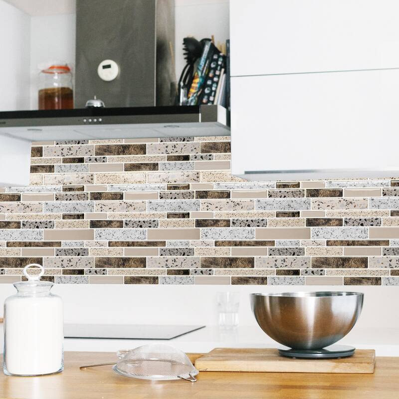 Art3d Peel and Stick Kitchen Backsplash Self-Adhesive Wall Tile in Stone Design,10-sheet