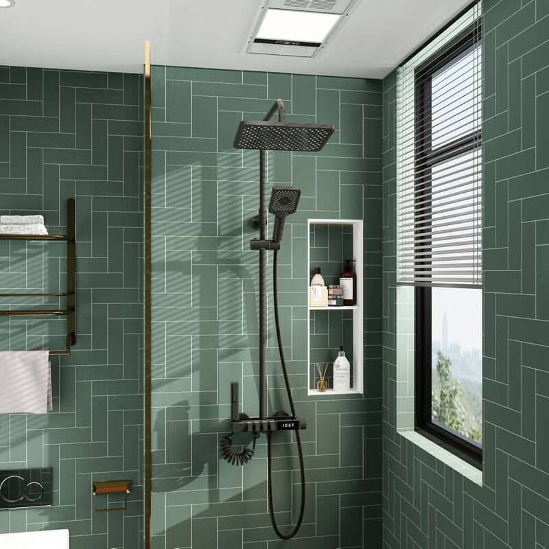 Gunmetal Smart Shower System with LED Display: Independent Buttons,Durable Build