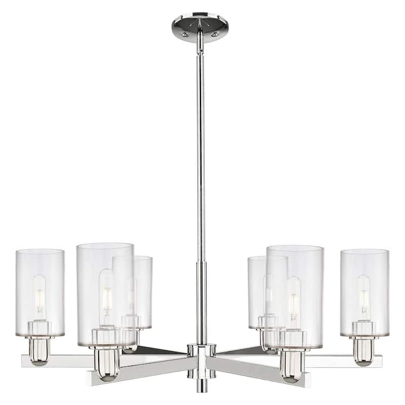 Innovations Lighting Endless Possibilities Arcadia - Clymer - 6 Light 34" Stem Hung Chandelier - Clear/Polished Nickel