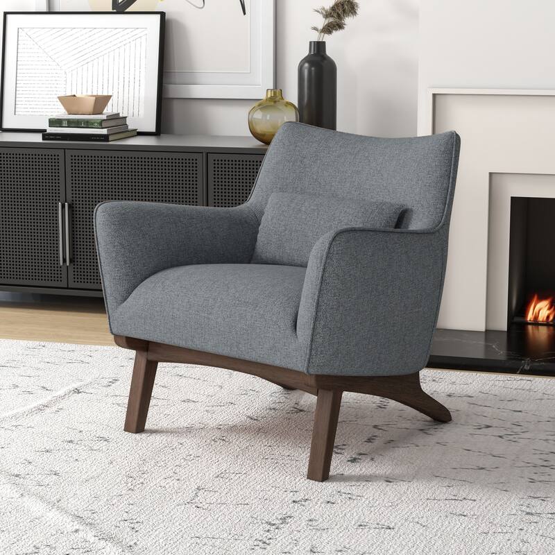 Clarissa Mid Century Modern Luxury Fabric Accent Comfy Wide Armchair