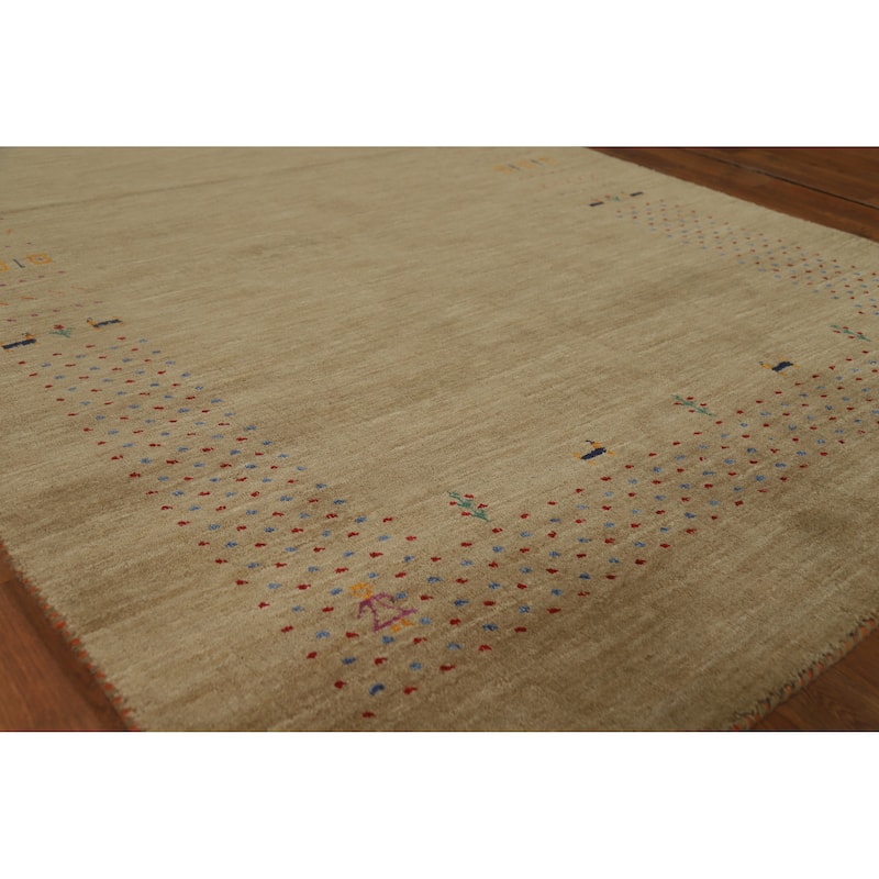 Hand Knotted Oriental 100% Wool Carpet Tribal Tribal Brown Gabbeh Area Rug - 7' 8'' X 4' 11''