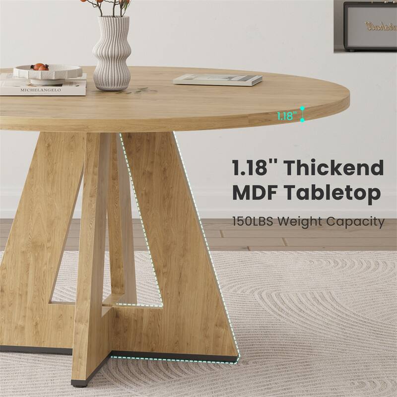 47" Modern Wood Round Dining Table for 4-7 People