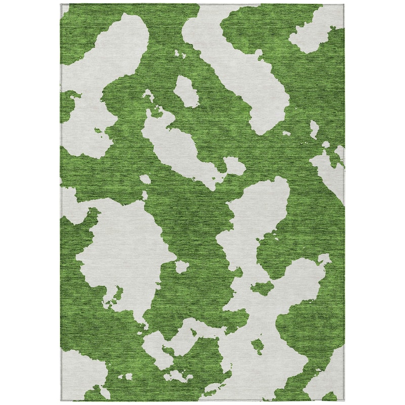 Machine Washable Indoor/ Outdoor Contemporary Abstract Chantille Rug