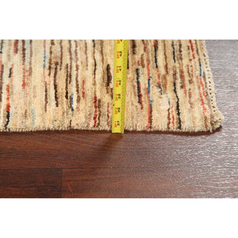 Hand Knotted Oriental 100% Wool Carpet Tribal Contemporary Beige & Ivories Gabbeh (kashkoli) Area Rug - 4' 8'' X 2' 6''