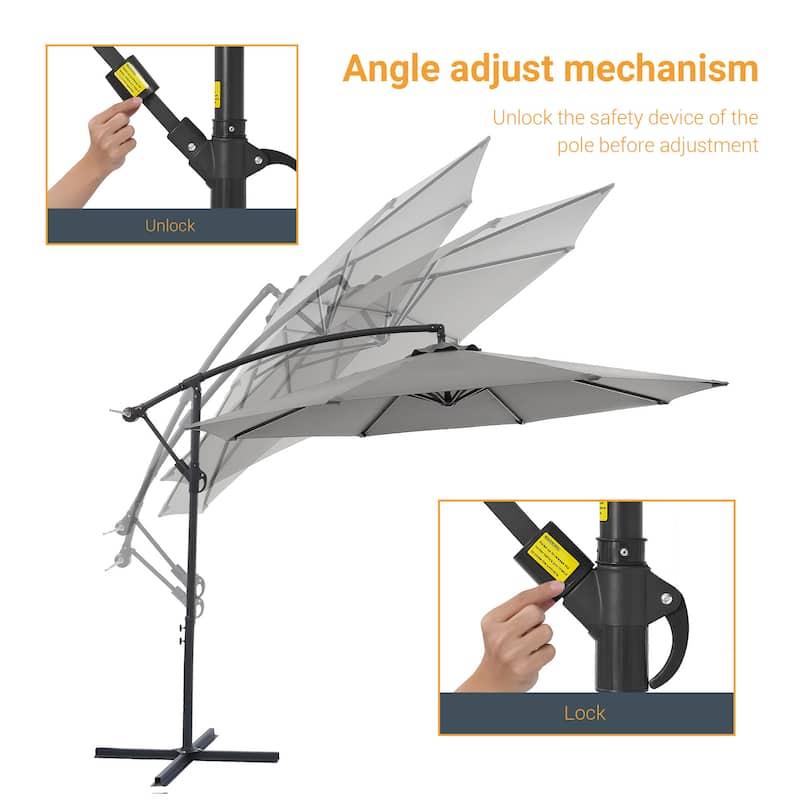 BONOSUKI 10ft Patio Offset Umbrella,w/Crossed Base Cantilever Umbrella