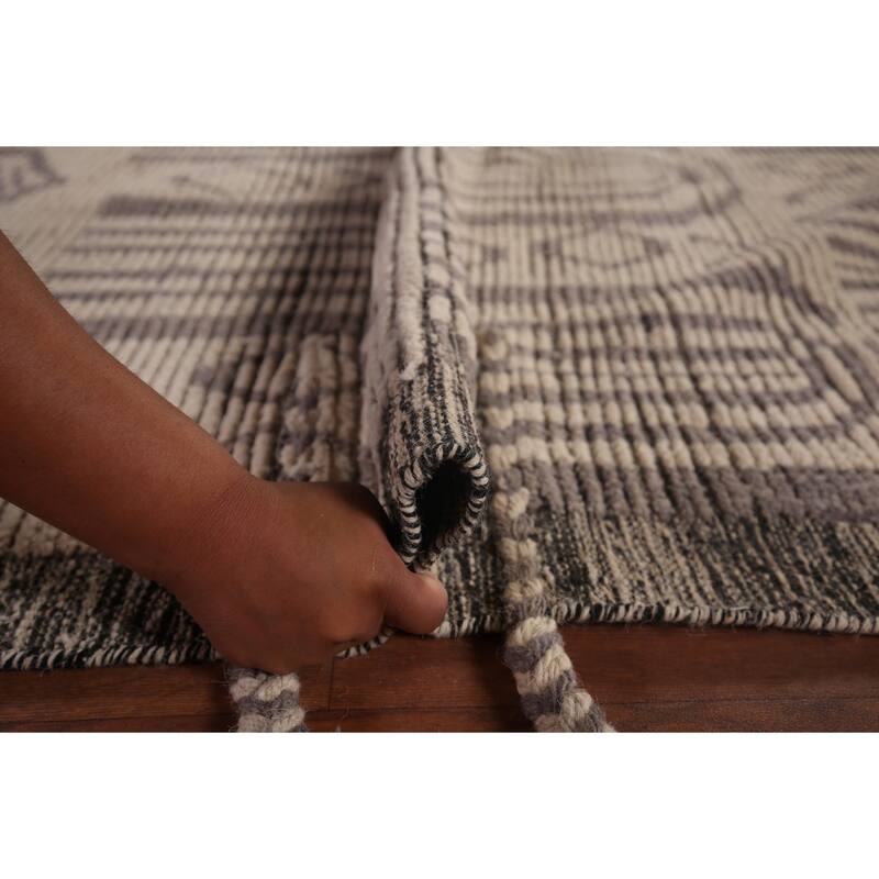 Modern Geometric Moroccan Large Area Rug Hand-Knotted Wool Carpet - 10'0"x 17'11"