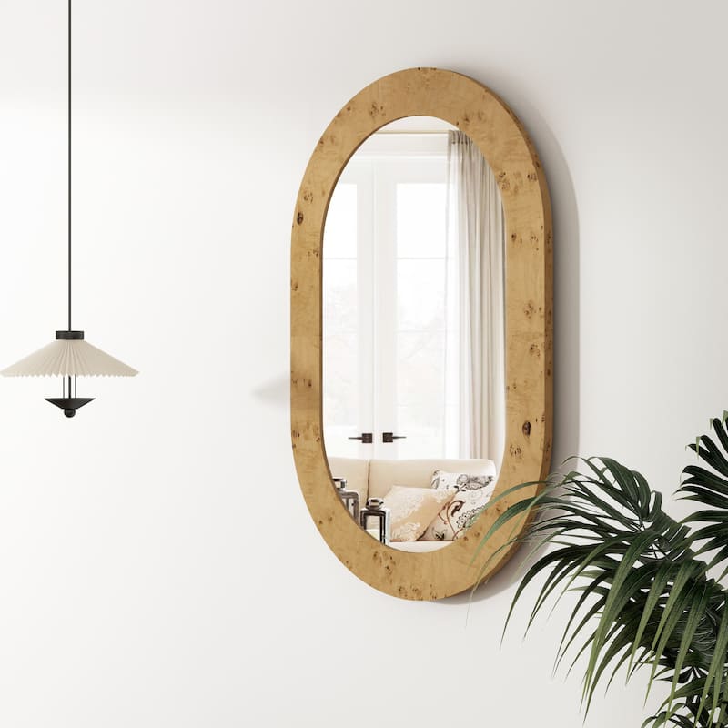 Wood Oval Wall Mirror - 35.4" H x 23.6" W - 35.4" H x 23.6" W - Wood