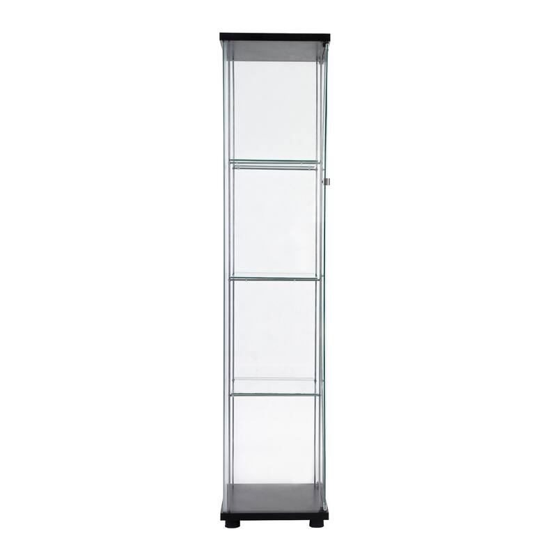 One Door Glass Cabinet Glass Display Cabinet with 4 Shelves