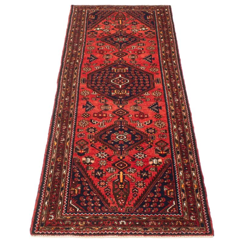 ECARPETGALLERY Hand-knotted Andelz Red Wool Rug - 3' 6" x 10' 3"