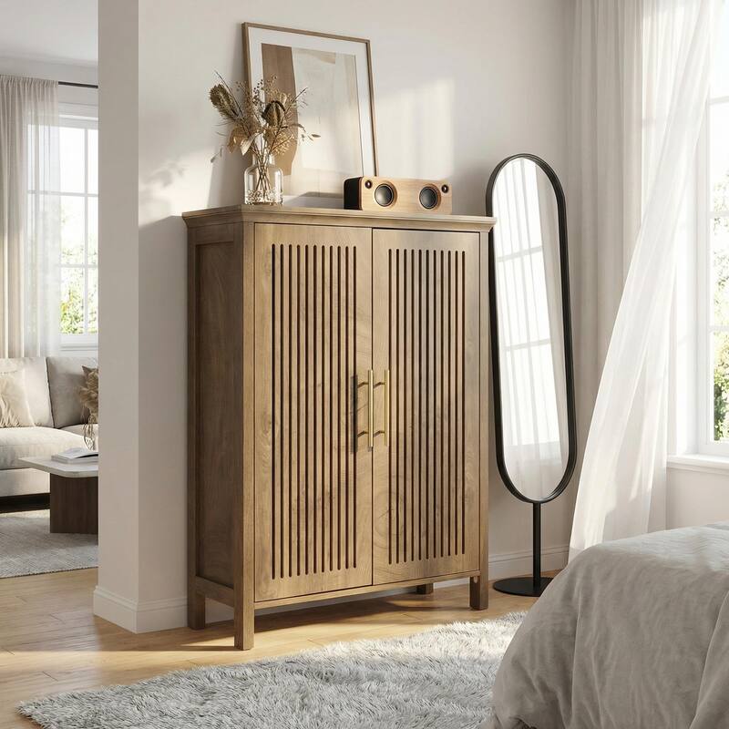 24 Pair Shoe Storage Cabinet With Door And Adjustable Shelves - 5-TIER