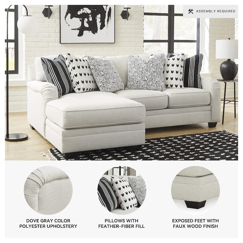 Signature Design by Ashley Huntsworth Dove Gray 2-Piece Sectional with Chaise - 95"W x 66"D x 38"H