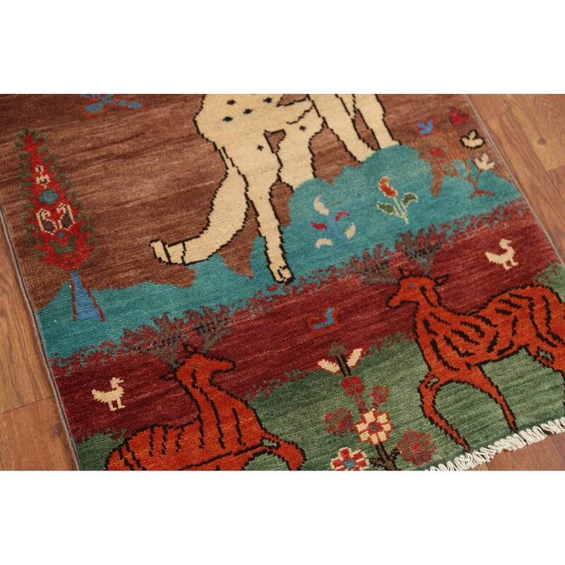 Animal Pictorial Kazak Oriental Accent Rug Handmade Wool Carpet - 2'1"x 2'10"