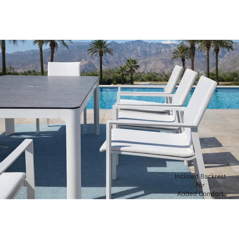 Siena White 7-Piece Aluminum Outdoor Dining Set with Sling Set in White - N/A
