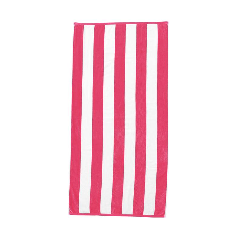 Luxurious Cotton Cabana Stripe Beach Towel - 40" x 70" - Bright Pink