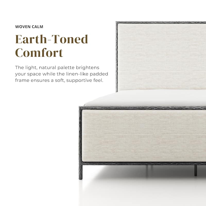 247 Shop At Home Lalia Modern 2-Piece Upholstered Hammered Metal Panel Bedroom Set with Nightstand