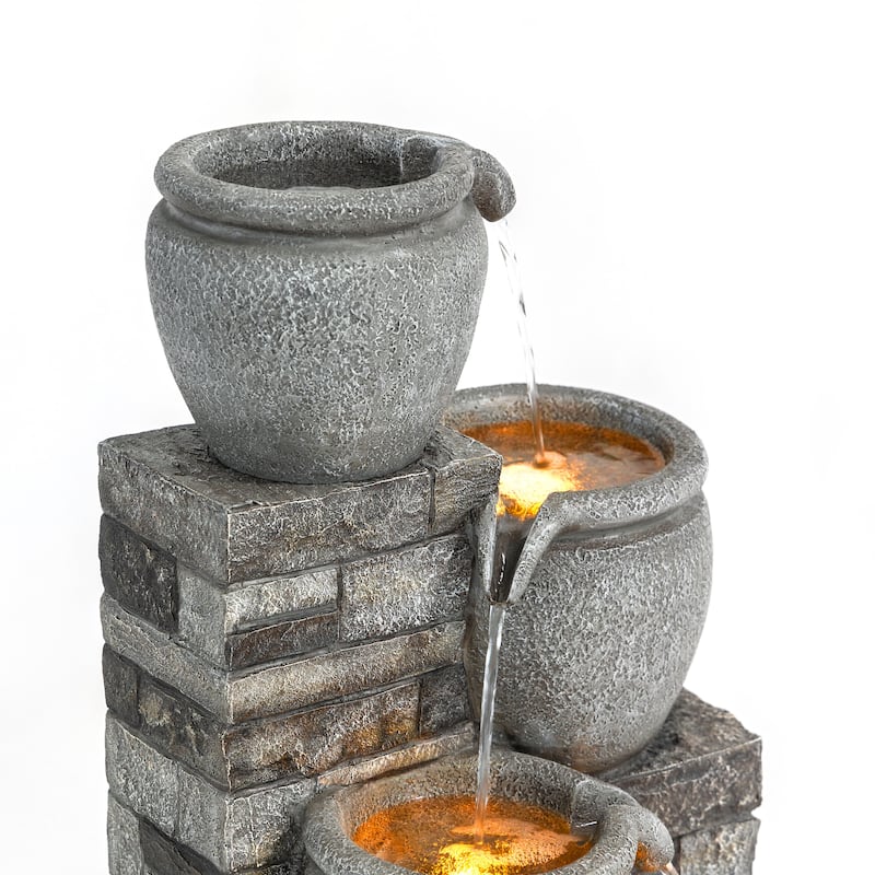 Teamson Home 30.71" 4-Tier Solar-Powered Outdoor Water Fountain