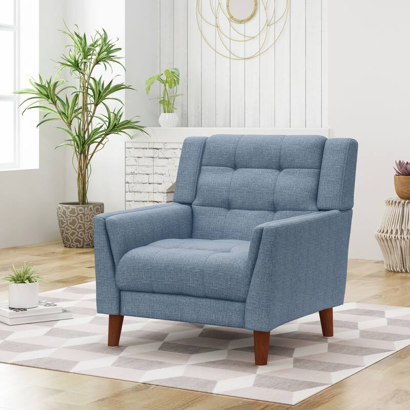 Blue Upholstered Arm Chair Dining Chair Comfortable Seating
