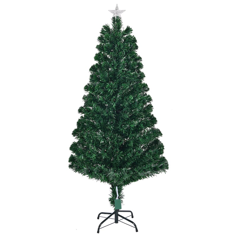 Green PVC Fiber Optic Christmas Tree 5FT with 180 multi-color LEDs - 31.5” Dia x 60” H