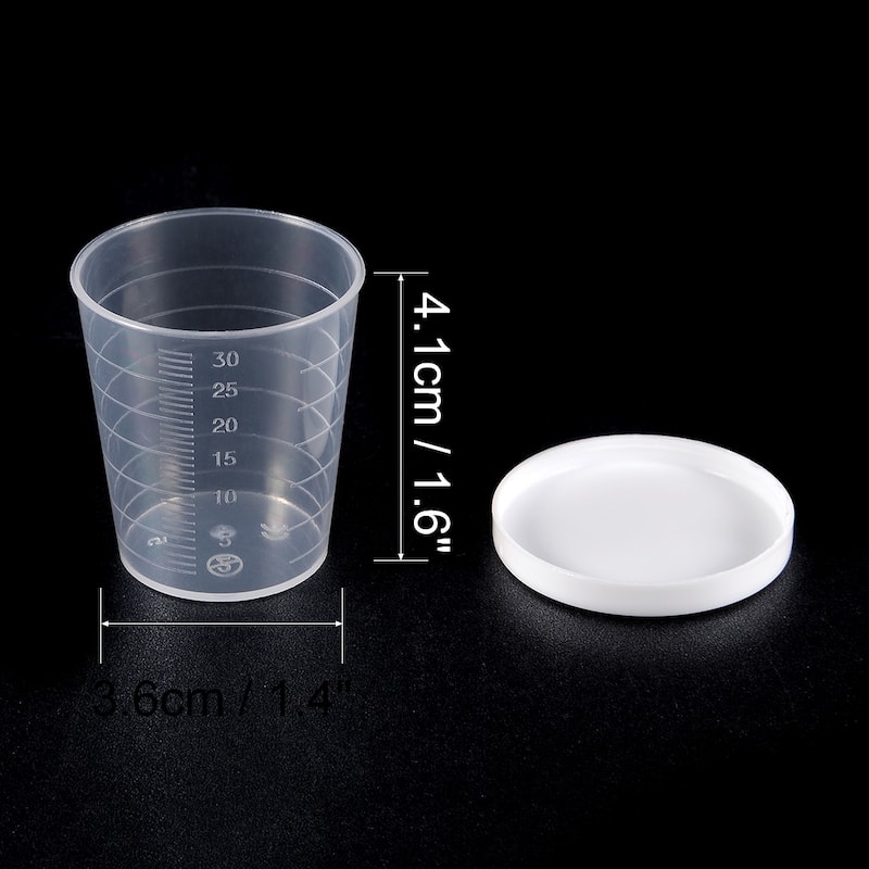 5pcs Kitchen Laboratory 30mL Clear Plastic Graduated Measuring Cup w Cap - 30mL 5 pcs
