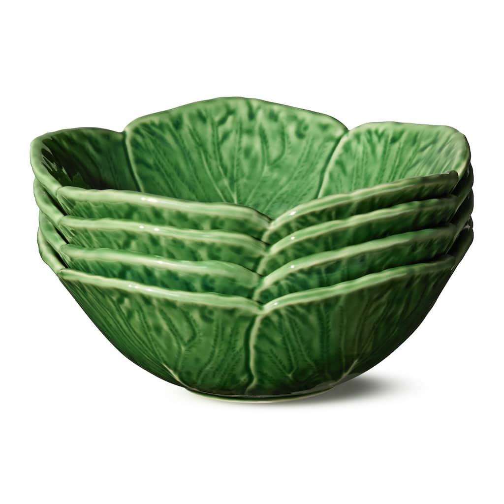 Certified International Le Jardin Set of 4 Cabbage 3-D Cereal Bowl 7" - 7"W x 7"D x 2.5"H