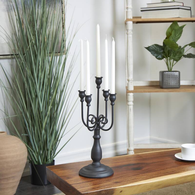 Metal Antique Style Candelabra - Black - Roche River Decor