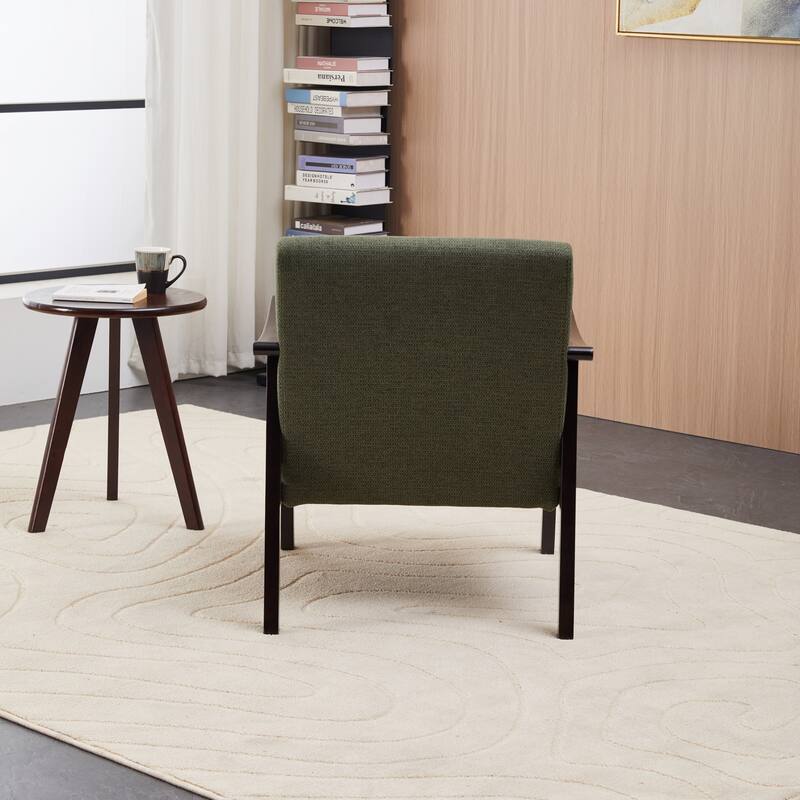 Anmytek Medieval Modern High Back Upholstered Armchair Solid Wood Legs Living Room Bedroom Leisure Reading Chair