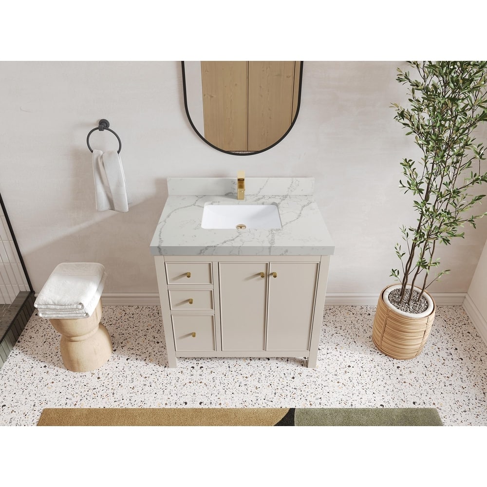 Willow Collections 36 in. W x 22 in. D Chicago Center Sink Right Bathroom Vanity with Countertop