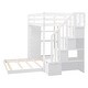 preview thumbnail 7 of 16, Twin Over Full Size Bunk Bed with Shelves and Storage, White
