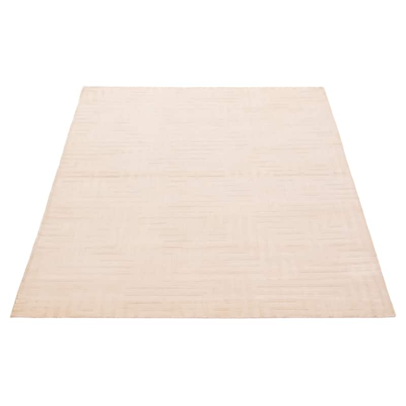 ECARPETGALLERY Hand Loomed Kashkuli Gabbeh White Viscose Rug - 5'5 x 7'5